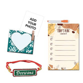 Personalized Photo Magnetic Clip, To Do Planner, and Embroidery Rakhi Gift Hamper for Brother